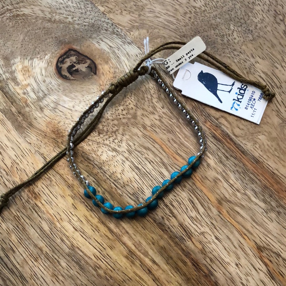 77kids Turquoise Bead Bracelet Brown Adjustable